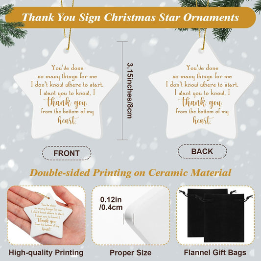 Sieral 10 Pcs Christmas Ceramic Star Ornaments Hanging Plaques Bulk Gift