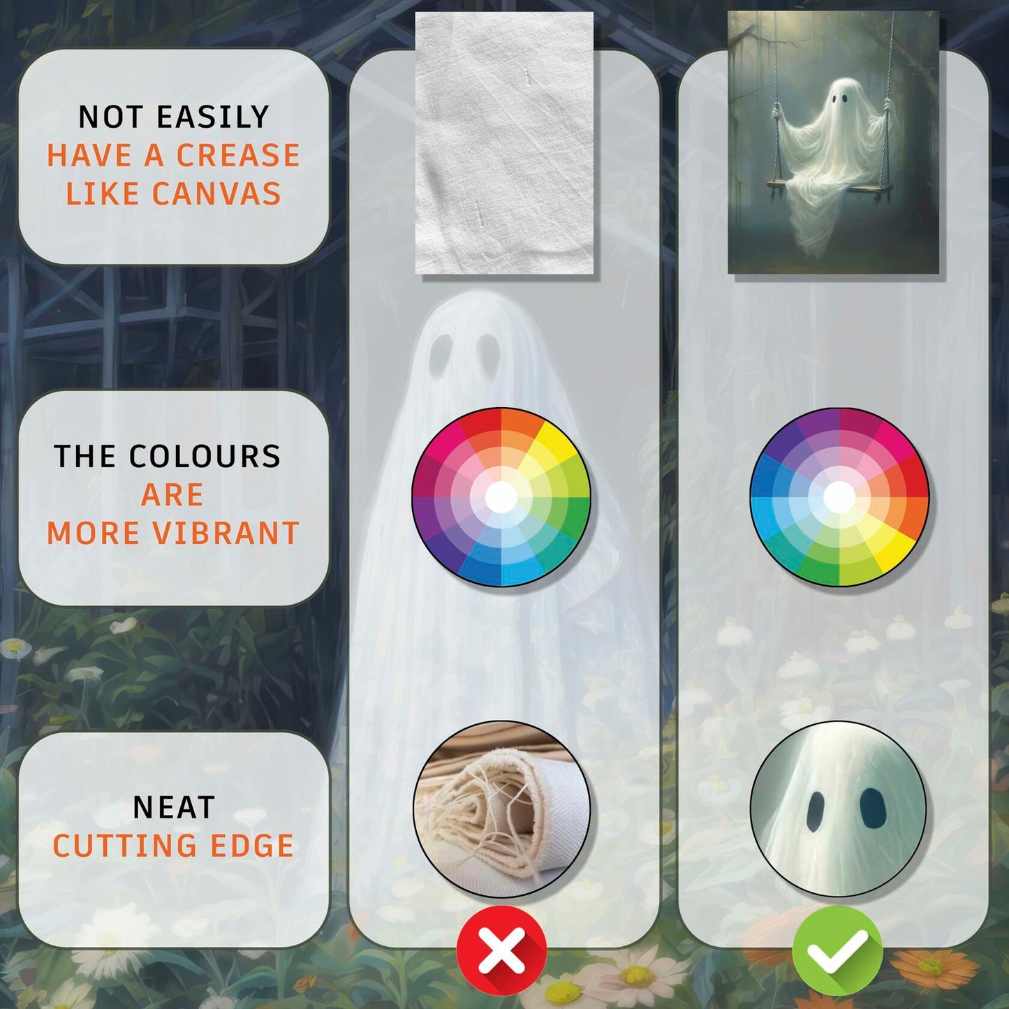 HD WOOD CRAFT Halloween Ghost Wall Art Prints Vintage Posters Unframed