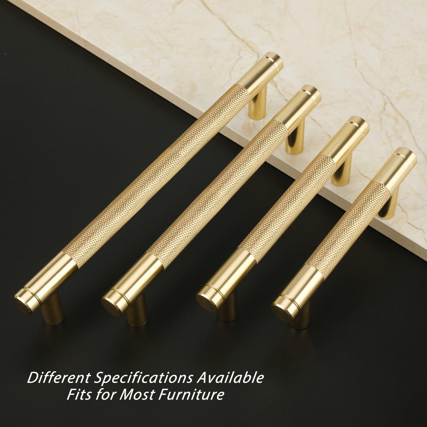 Amerdeco 10 Pack Brushed Brass Knurled Cabinet Pulls 6-1/4 Inch