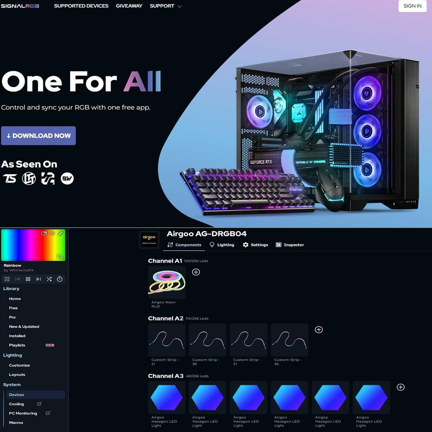 airgoo NEON Addressable RGB PC LED Strip 15.75in Diffused Silicon Tube