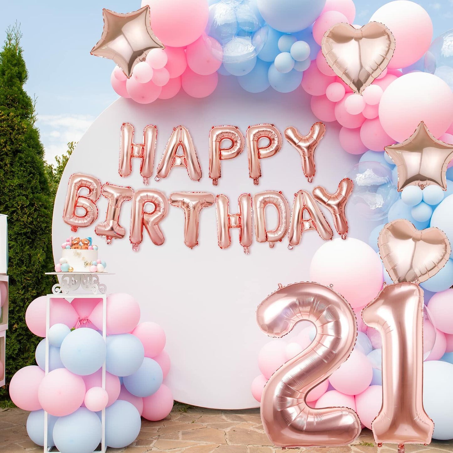 Rose Gold Happy Birthday Balloons Banner 16 Inch Mylar Foil 21st Party