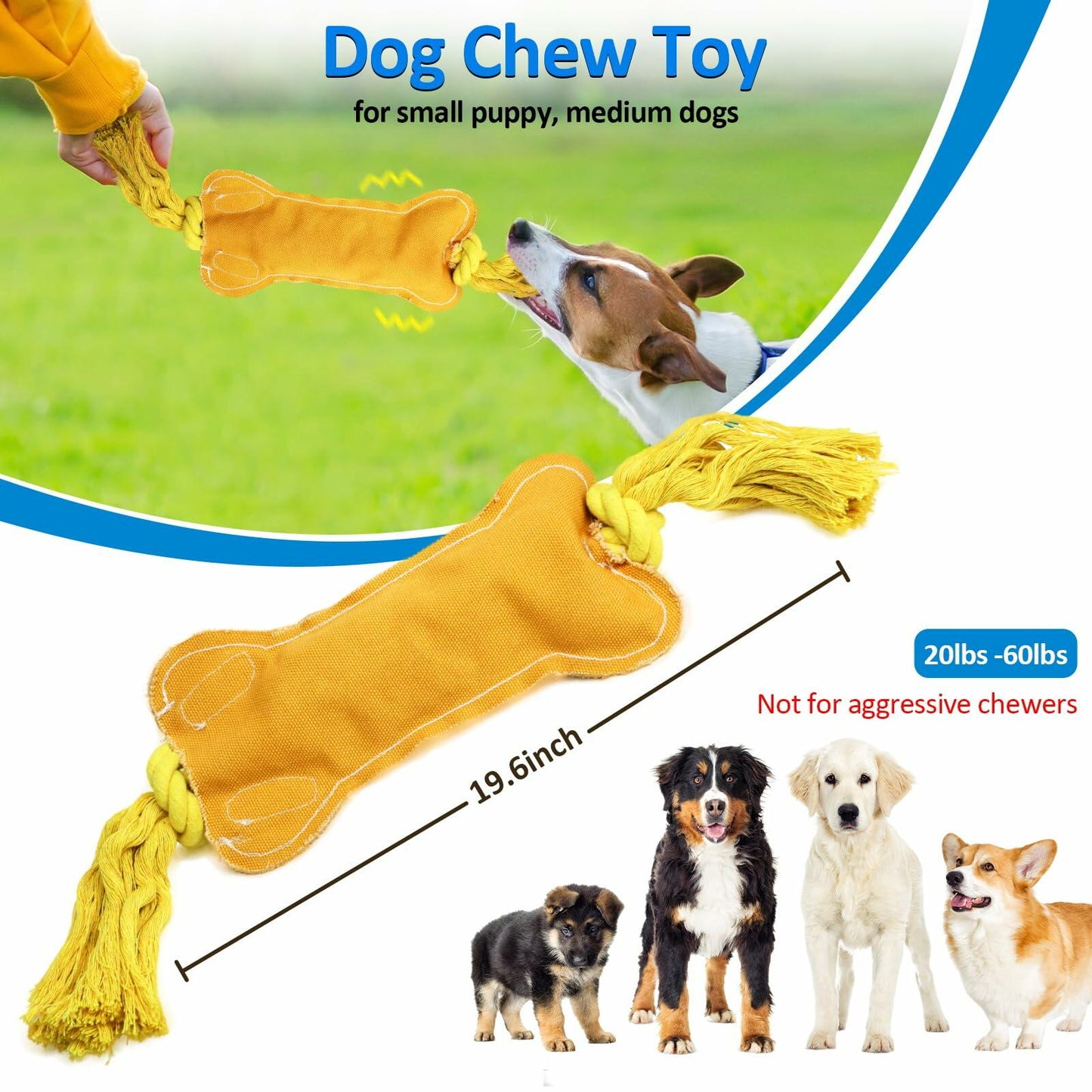 BENTOPAL Interactive Squeaky Dog Bone Toy Motion Activated Small Puppy
