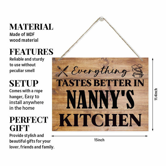 Rustic Wooden Kitchen Sign Grandma Gift Hanging Farmhouse 15x11.4 Inches