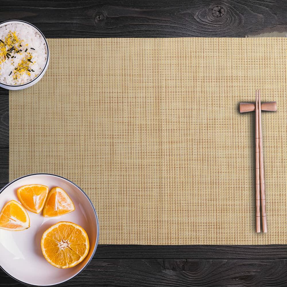 homEdge PVC Non-Slip Heat Resistant Placemats Set of 4 Beige