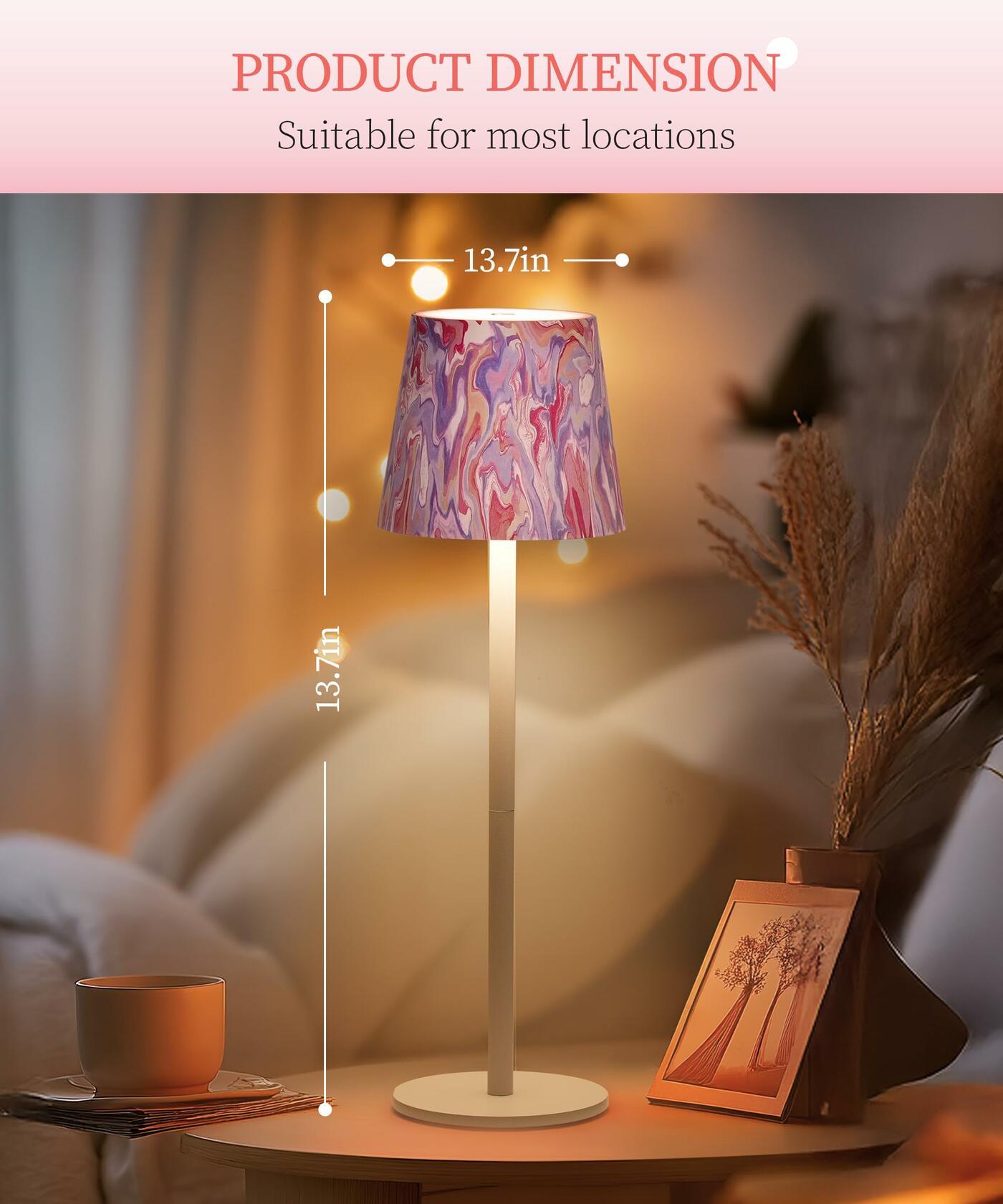 Faithorse Cordless Table Lamp Oil Painting Series Dimmable Pink 5200mAh