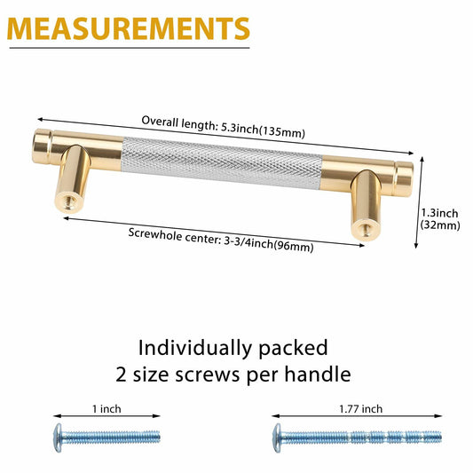 Rergy Knurled Cabinet Handles 25 Pack Champagne Bronze 1-Hole Diamond Pattern