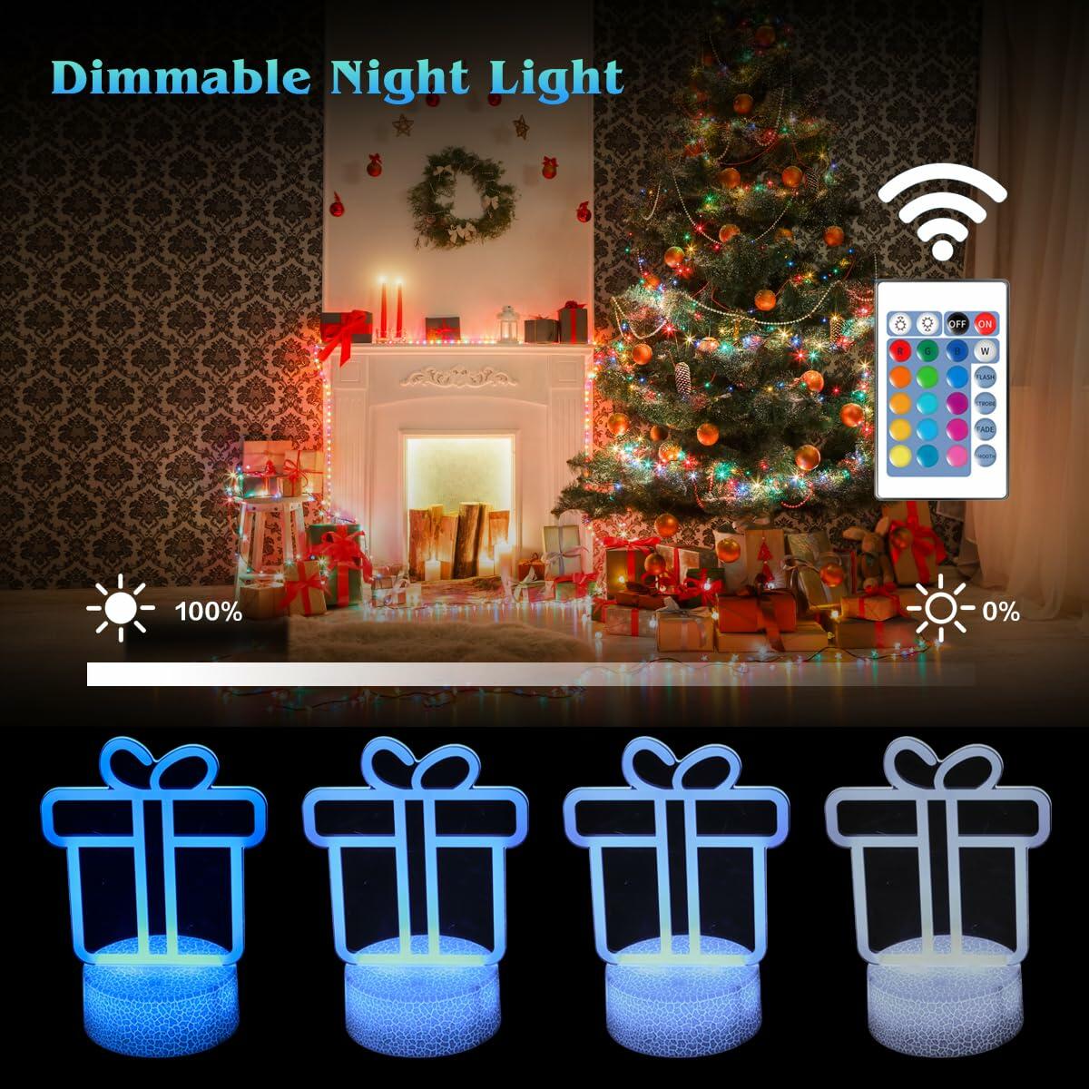 JHXLAMP Christmas Wreath Night Light 16 Color Change Santa Claus Decor