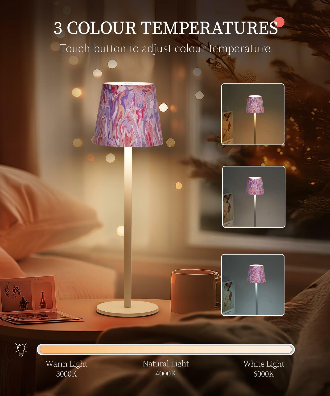 Faithorse Cordless Table Lamp Oil Painting Series Dimmable Pink 5200mAh