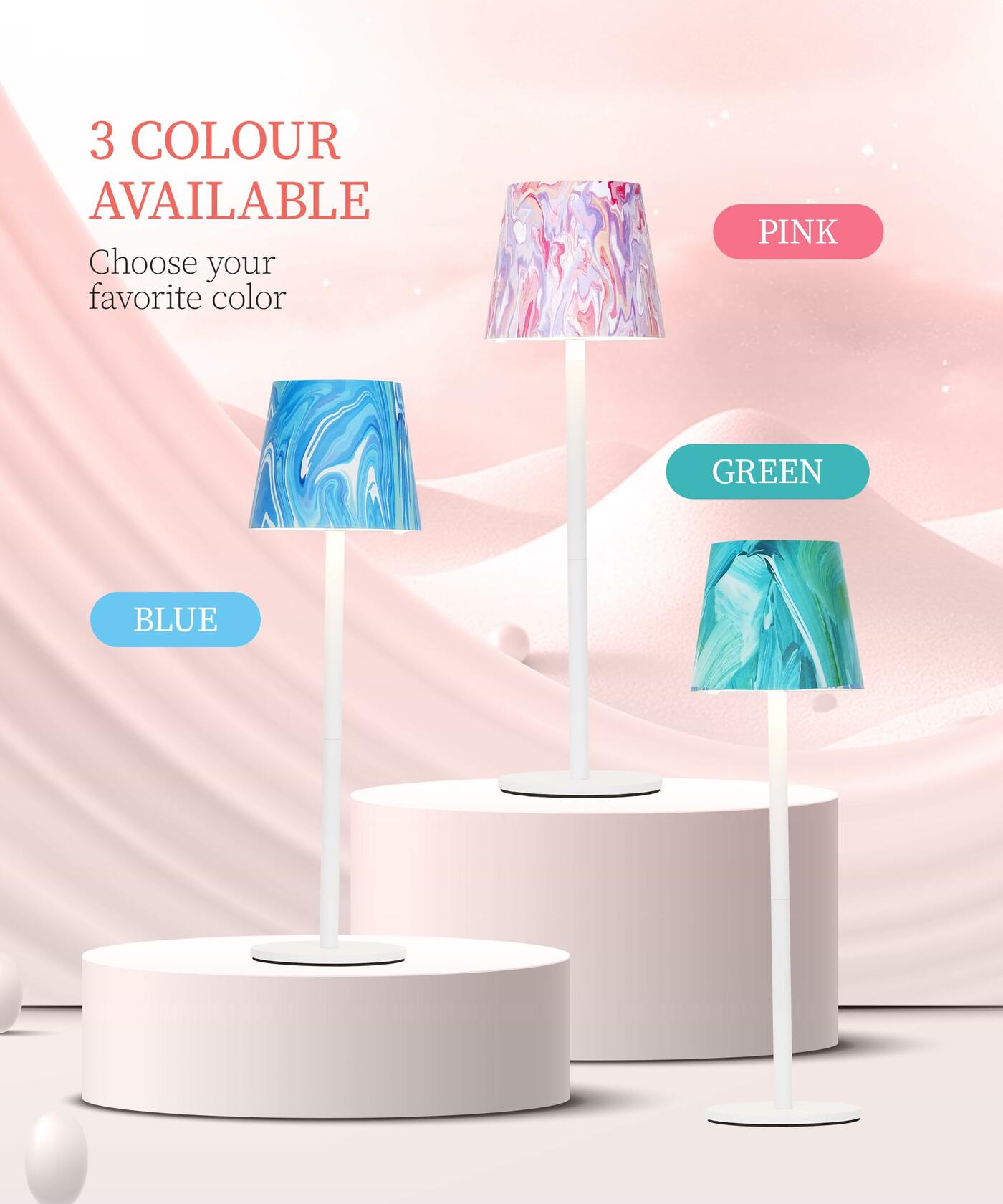 Faithorse Cordless Table Lamp Oil Painting Series Dimmable Pink 5200mAh