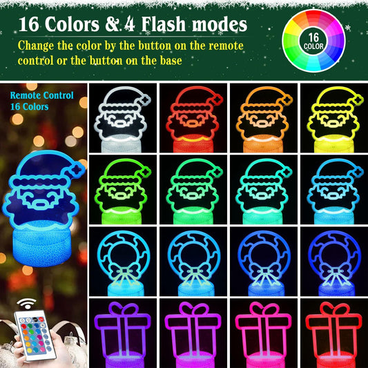JHXLAMP Christmas Wreath Night Light 16 Color Change Santa Claus Decor