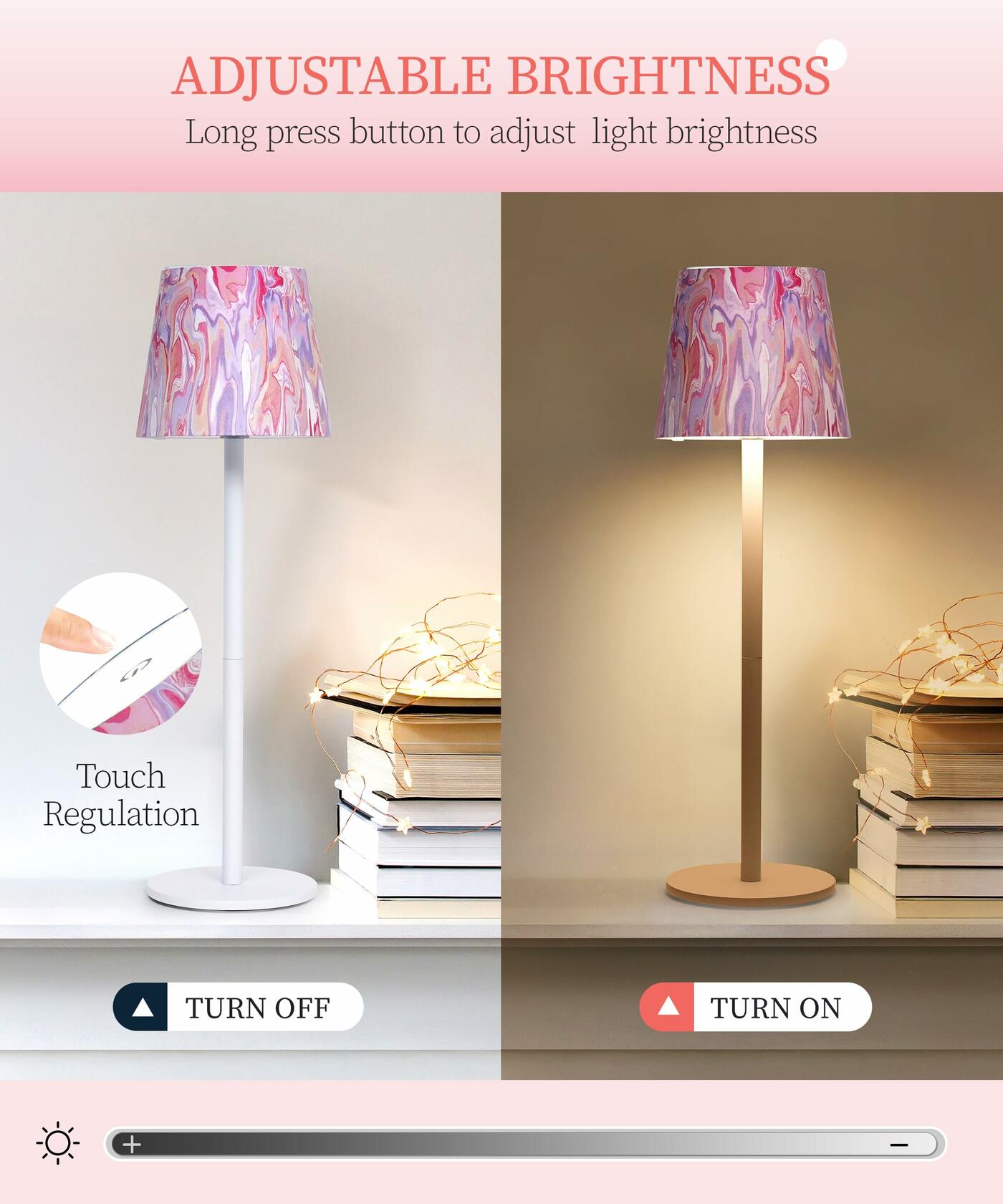 Faithorse Cordless Table Lamp Oil Painting Series Dimmable Pink 5200mAh