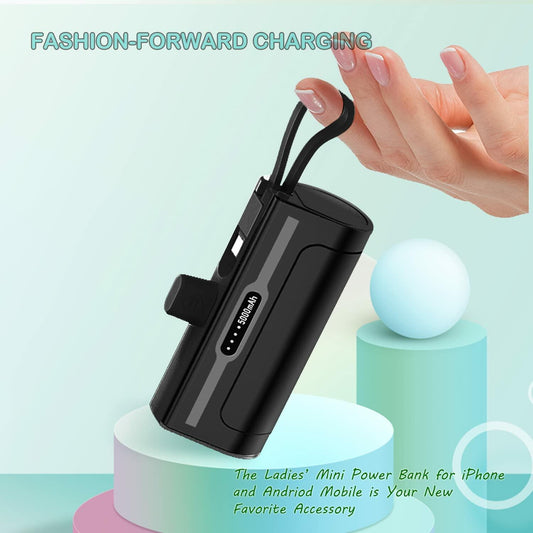 SYSFUN 4800mAh Portable Power Bank USB-C Charger Black