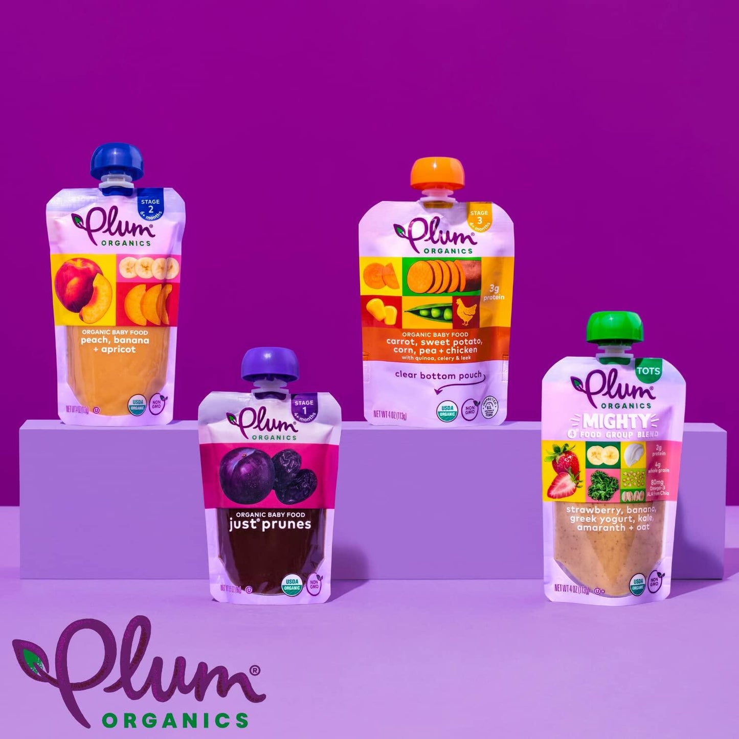 BestBy07/25 Plum Organics Stage 2 Baby Food Fruit & Veggie Variety Pack 4oz 18ct