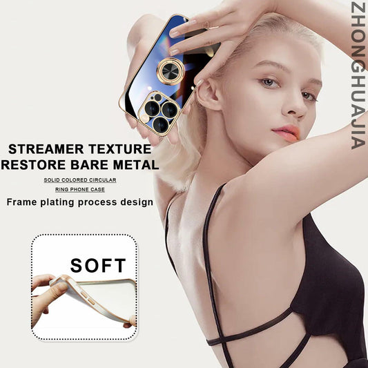 ZHONGHUAJIA iPhone 15 Pro Max Case 360° Rotatable Ring Holder Pink