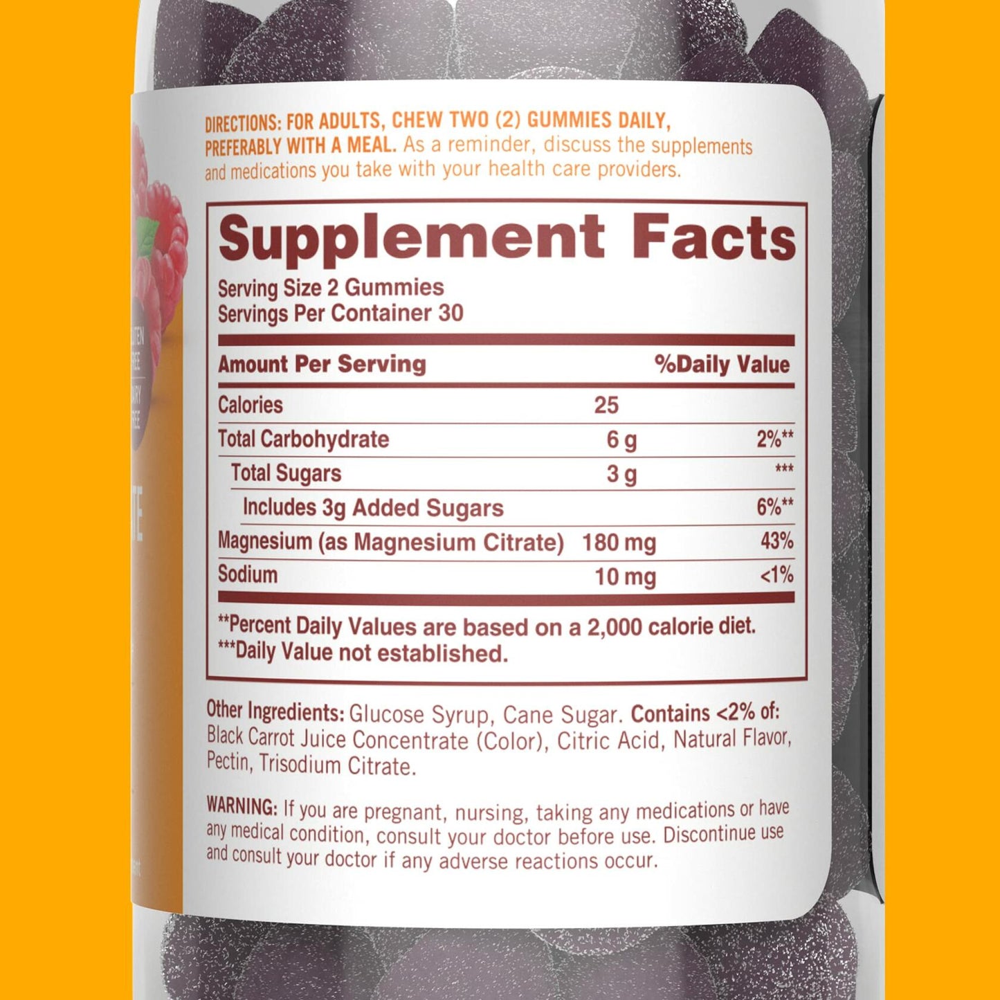 BestBy06/25 Sundown Magnesium Citrate Gummies Raspberry Flavor 60 Count