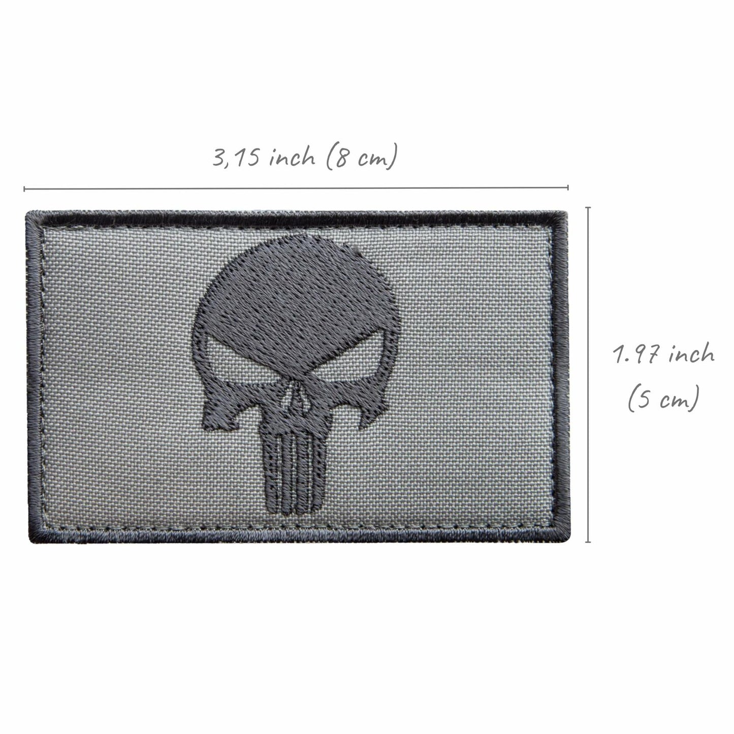 Bluyellow Tactical Skull Embroidered Patches Gray 3x2in 2pcs Set