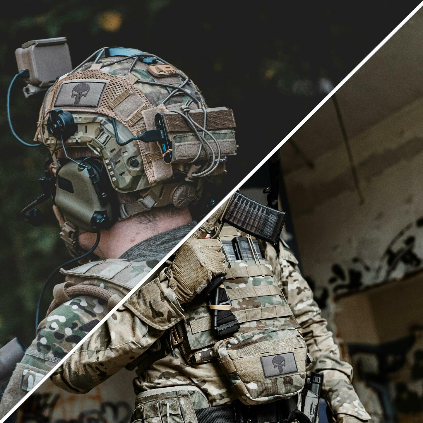 Bluyellow Tactical Skull Embroidered Patches Gray 3x2in 2pcs Set