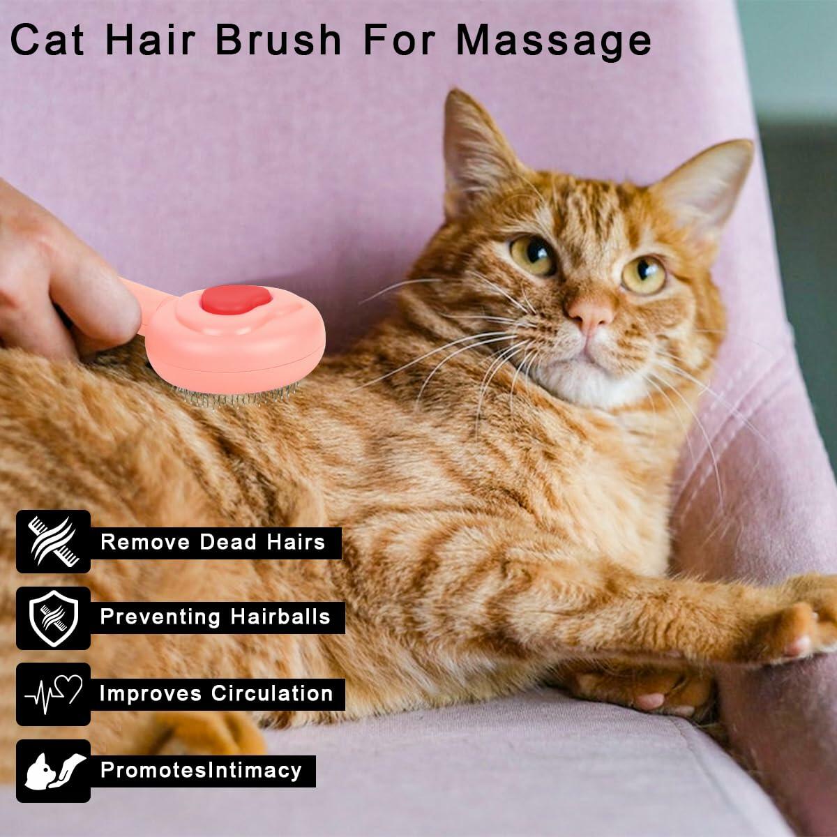 Self-Cleaning Pet Grooming Brush for Dogs & Cats Pink Ergonomic Massage