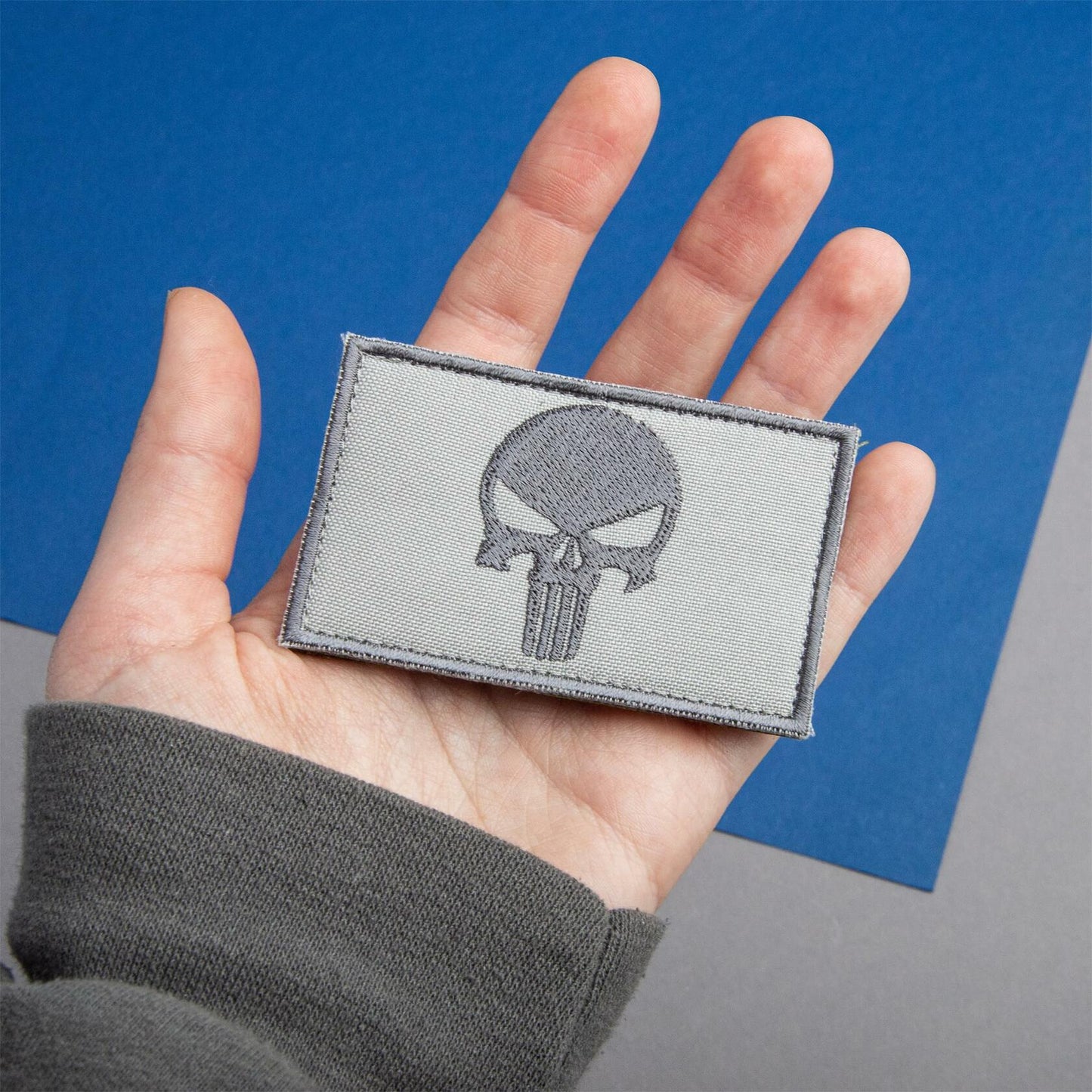 Bluyellow Tactical Skull Embroidered Patches Gray 3x2in 2pcs Set