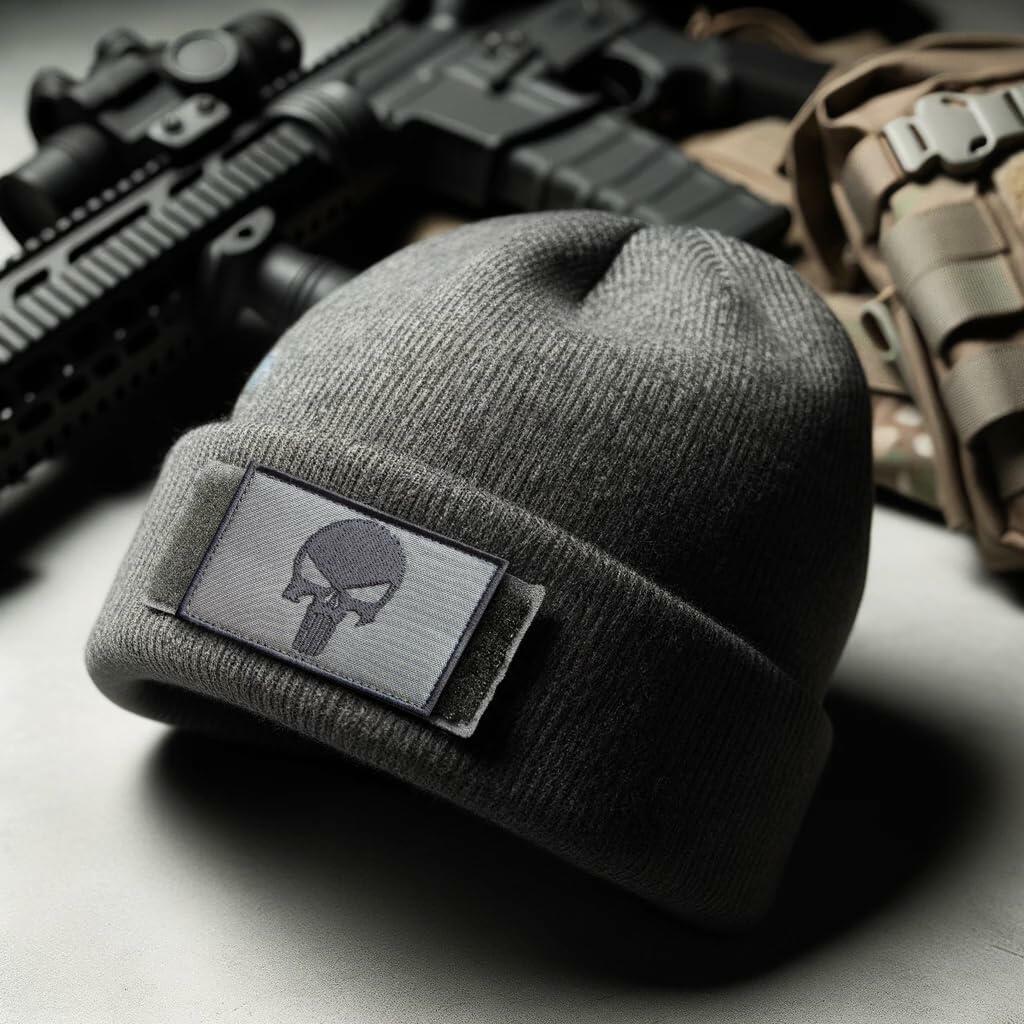 Bluyellow Tactical Skull Embroidered Patches Gray 3x2in 2pcs Set