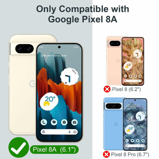 Google Pixel 8a Case Heavy Duty Military Shockproof Red + 2 Screen Protectors