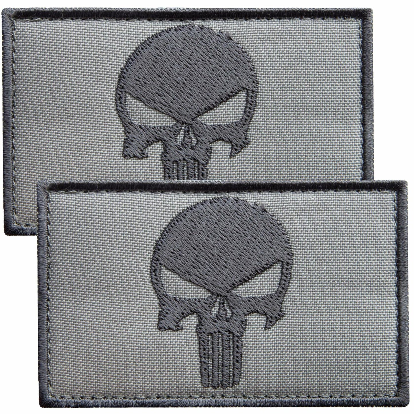 Bluyellow Tactical Skull Embroidered Patches Gray 3x2in 2pcs Set