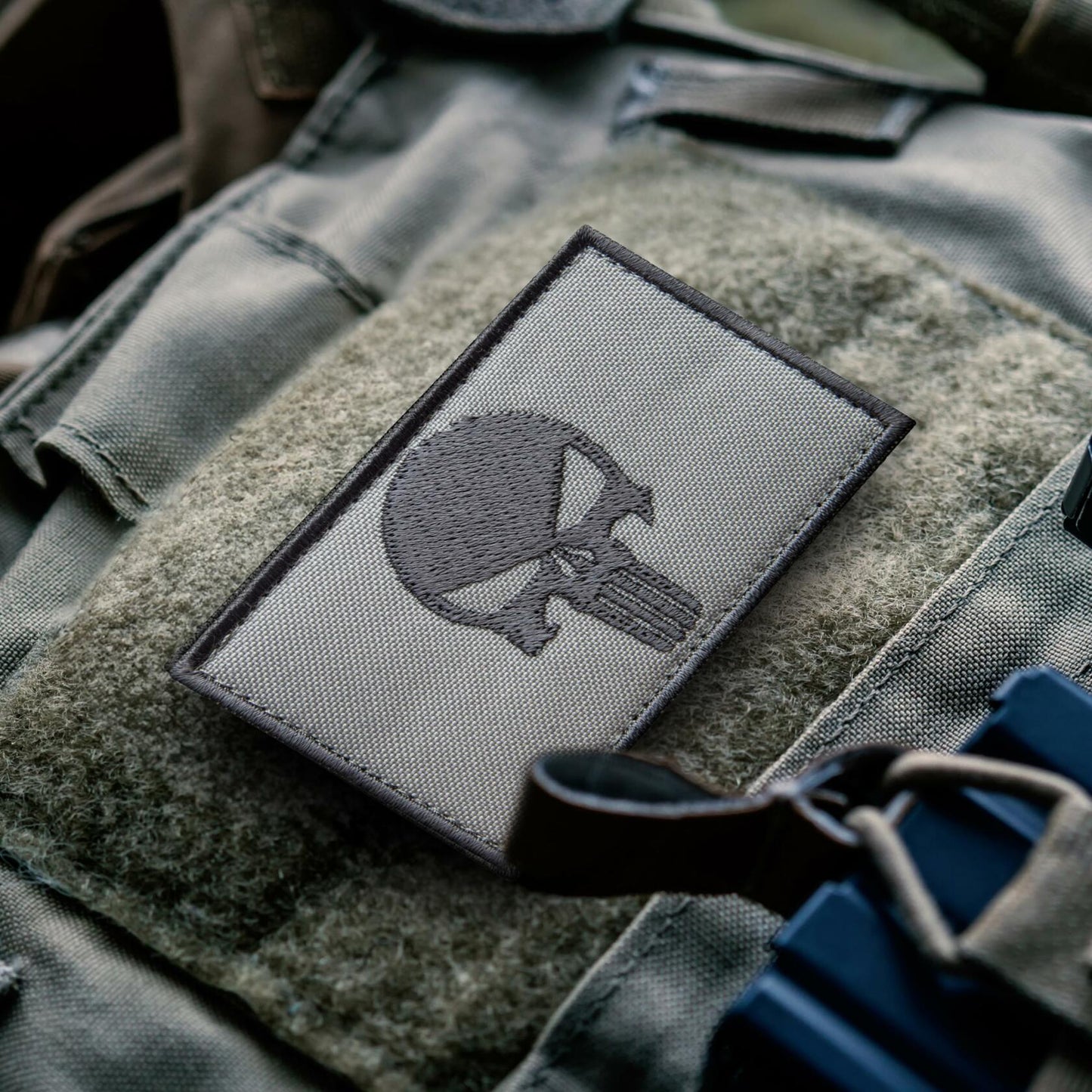 Bluyellow Tactical Skull Embroidered Patches Gray 3x2in 2pcs Set