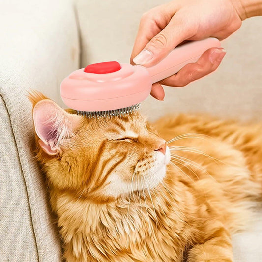Self-Cleaning Pet Grooming Brush for Dogs & Cats Pink Ergonomic Massage