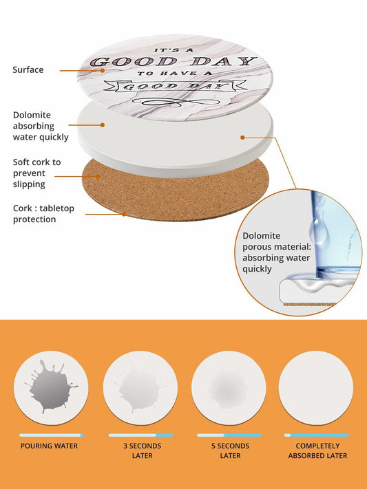 White Elephant Marble Ceramic Drink Coasters Set of 8 with Holder