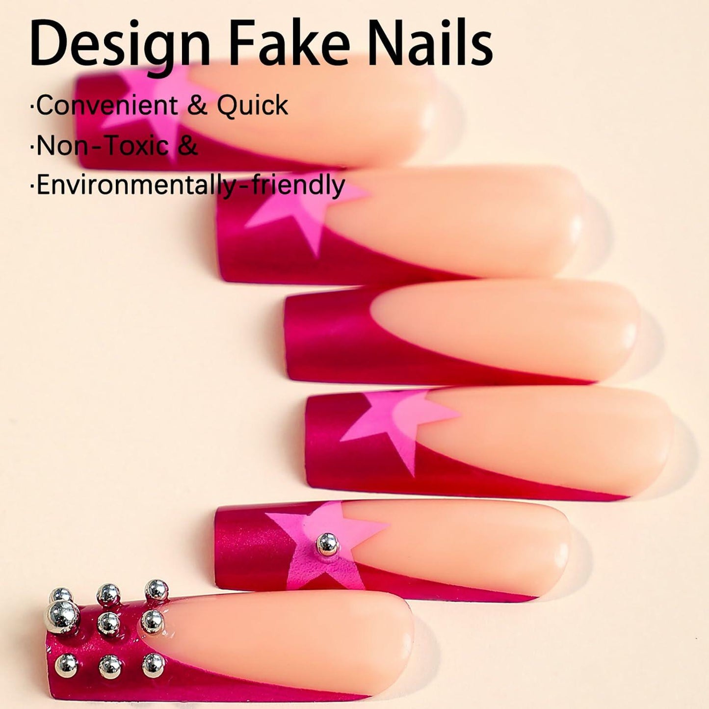 RIICFDD Fall Press On Nails Long Square Haze Blue 24 Pcs