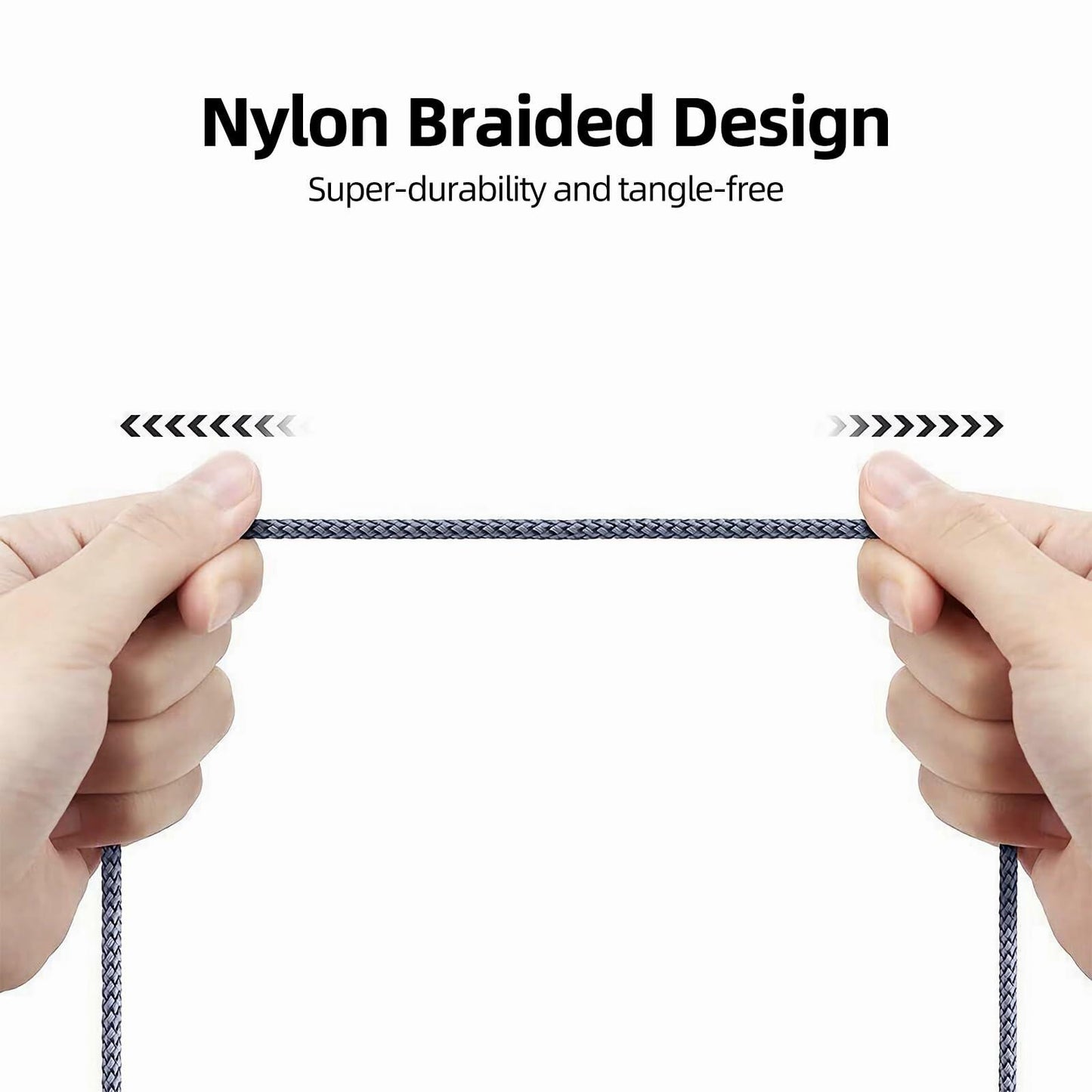 Henrety 3.5mm Nylon Braided Aux Cable 6.5ft Male to Male Gray