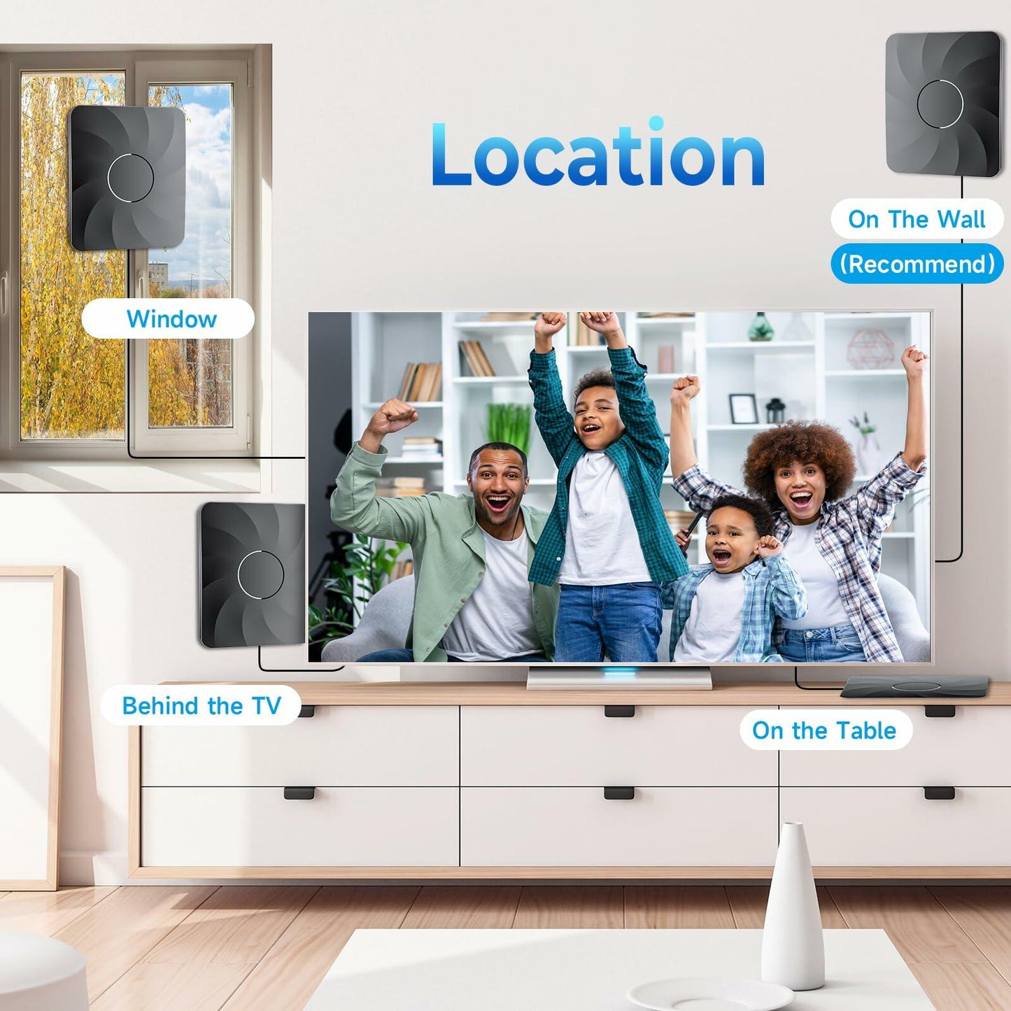 2024 Digital TV Antenna 1100+ Miles Indoor Outdoor HDTV 4K 1080P Black