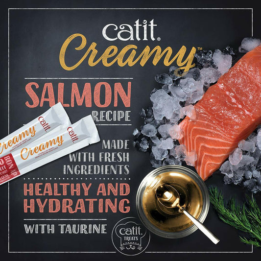 BestBy06/25 Catit Creamy Lickable Cat Treat Salmon 5-Pack Hydrating Healthy