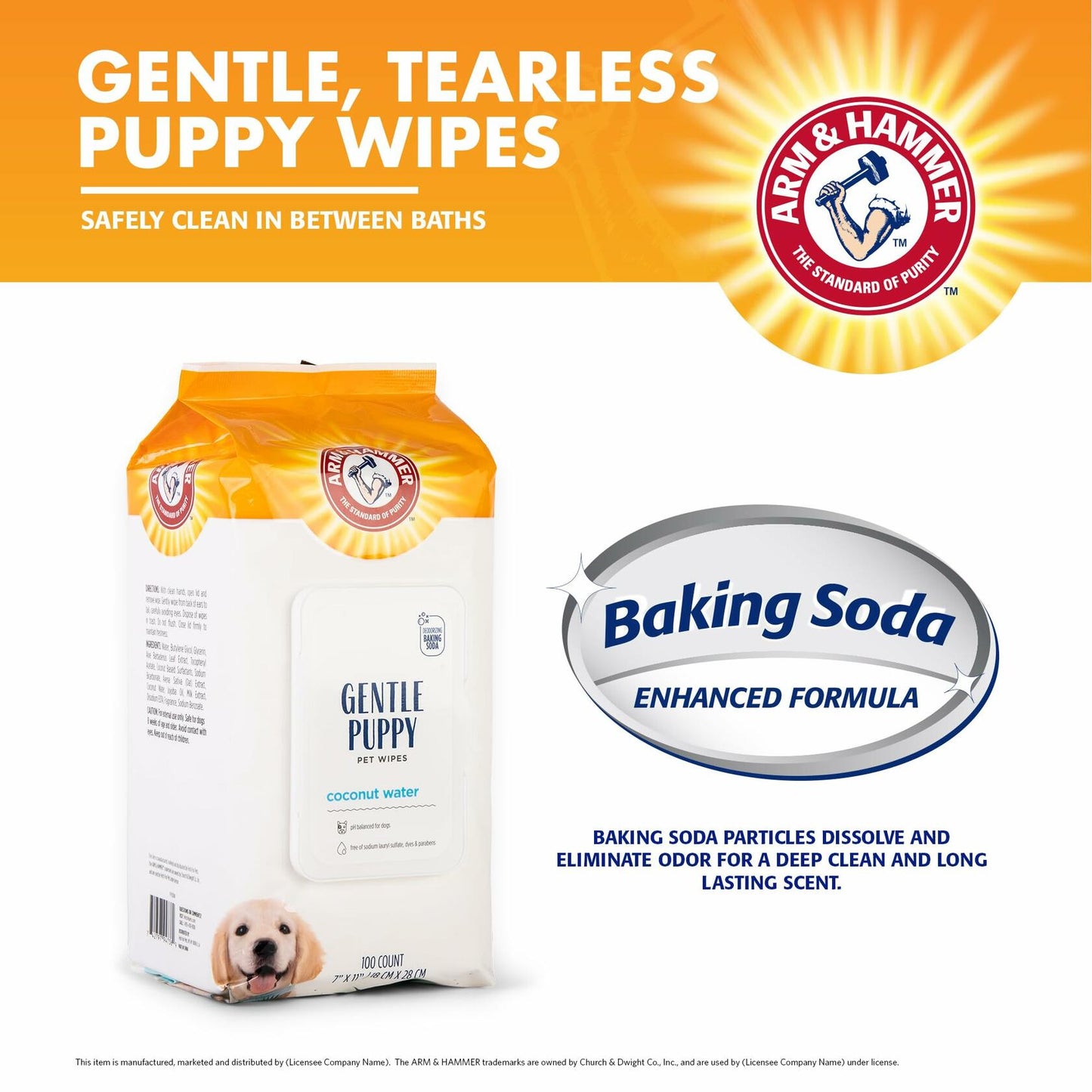 Arm & Hammer Dog Grooming Wipes Natural Deodorizing Coconut 100 Ct