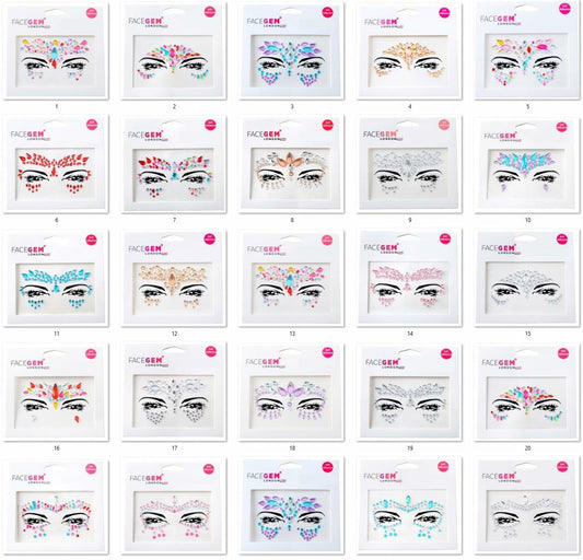 FACEGEM LONDON Face Gems Adhesive Glitter Tattoo Stickers 21 PCS