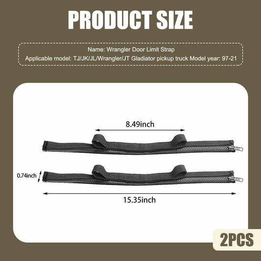 dawfall Automotive Door Restriction Straps 0.74x15.35 Black 2 PCS