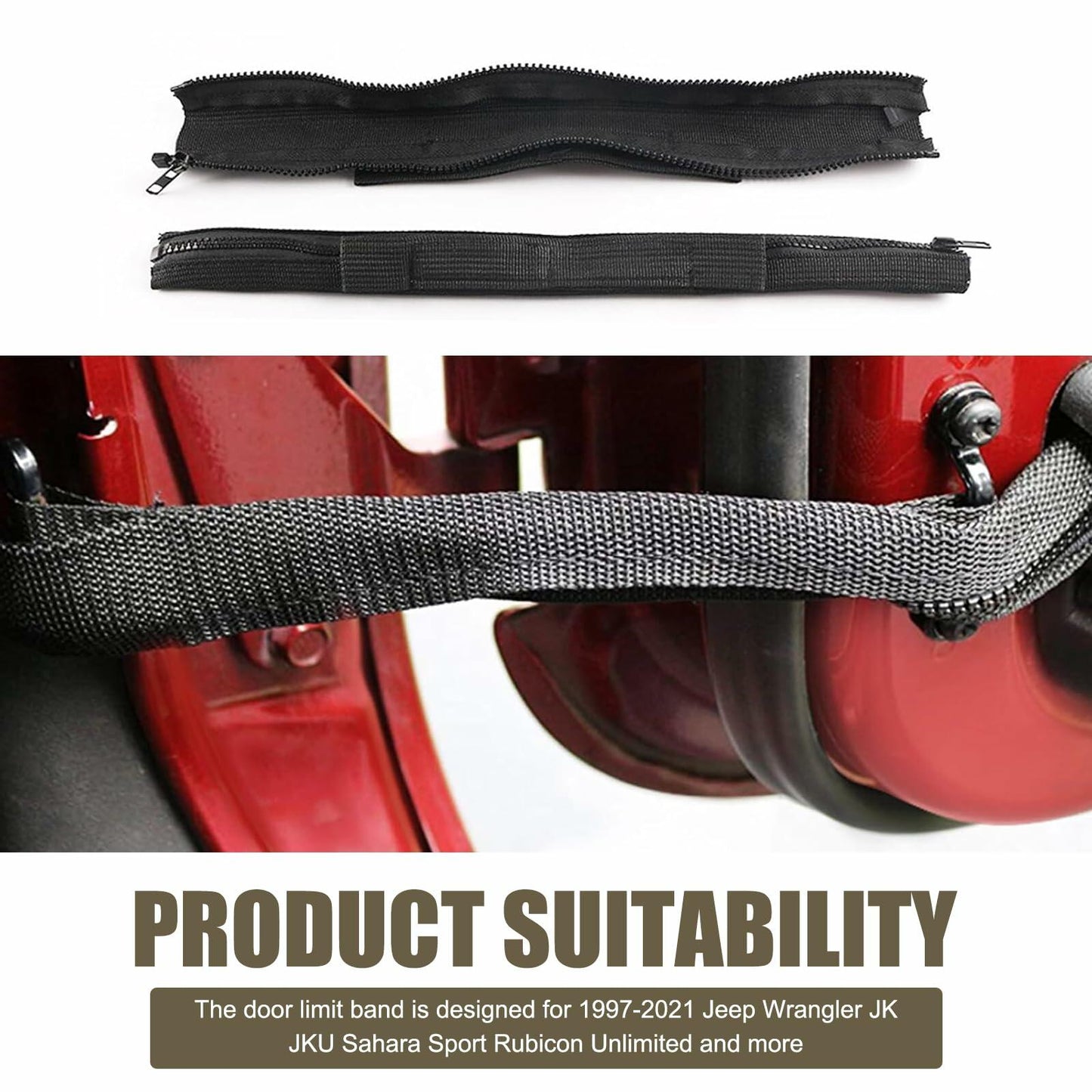 dawfall Automotive Door Restriction Straps 0.74x15.35 Black 2 PCS