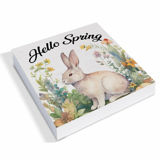 Rustic Welcome Spring Wood Sign Flower Truck Decor 5x5 Inch Tabletop