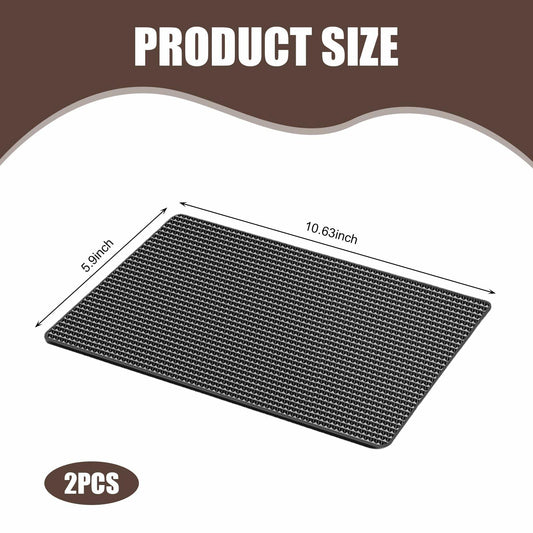 dawfall Car Anti Slip Pad 10.63x5.90in Black Washable Grid Pattern 2 PCS