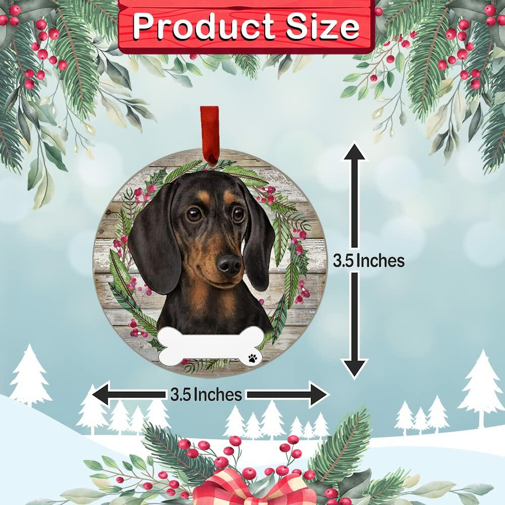 E&S Imports Black Dachshund Ceramic Ornament Round Glazed Finish