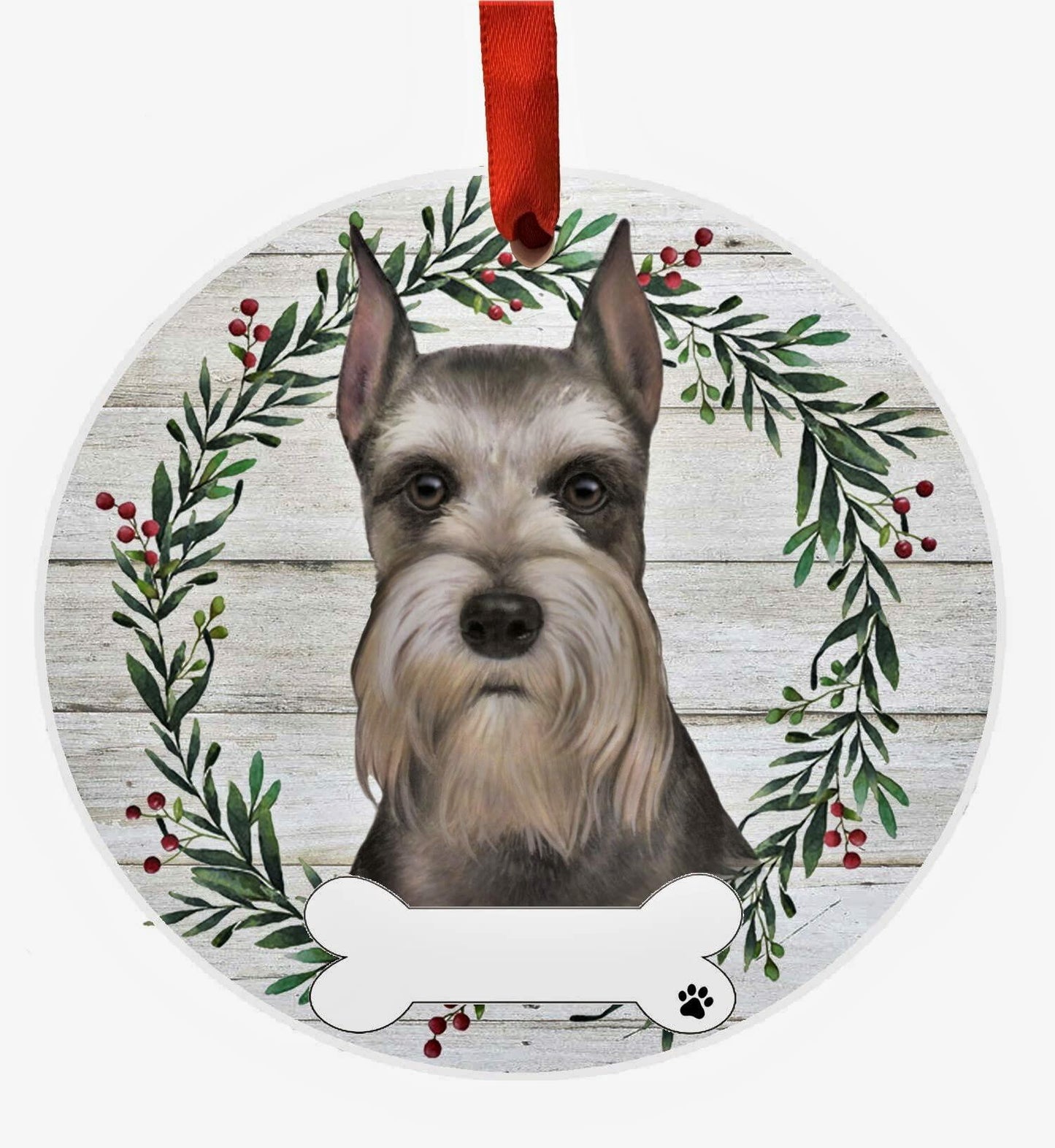 E&S Imports Schnauzer Ceramic Ornament DIY Personalizable Glazed Finish