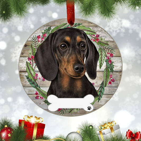 E&S Imports Black Dachshund Ceramic Ornament Round Glazed Finish