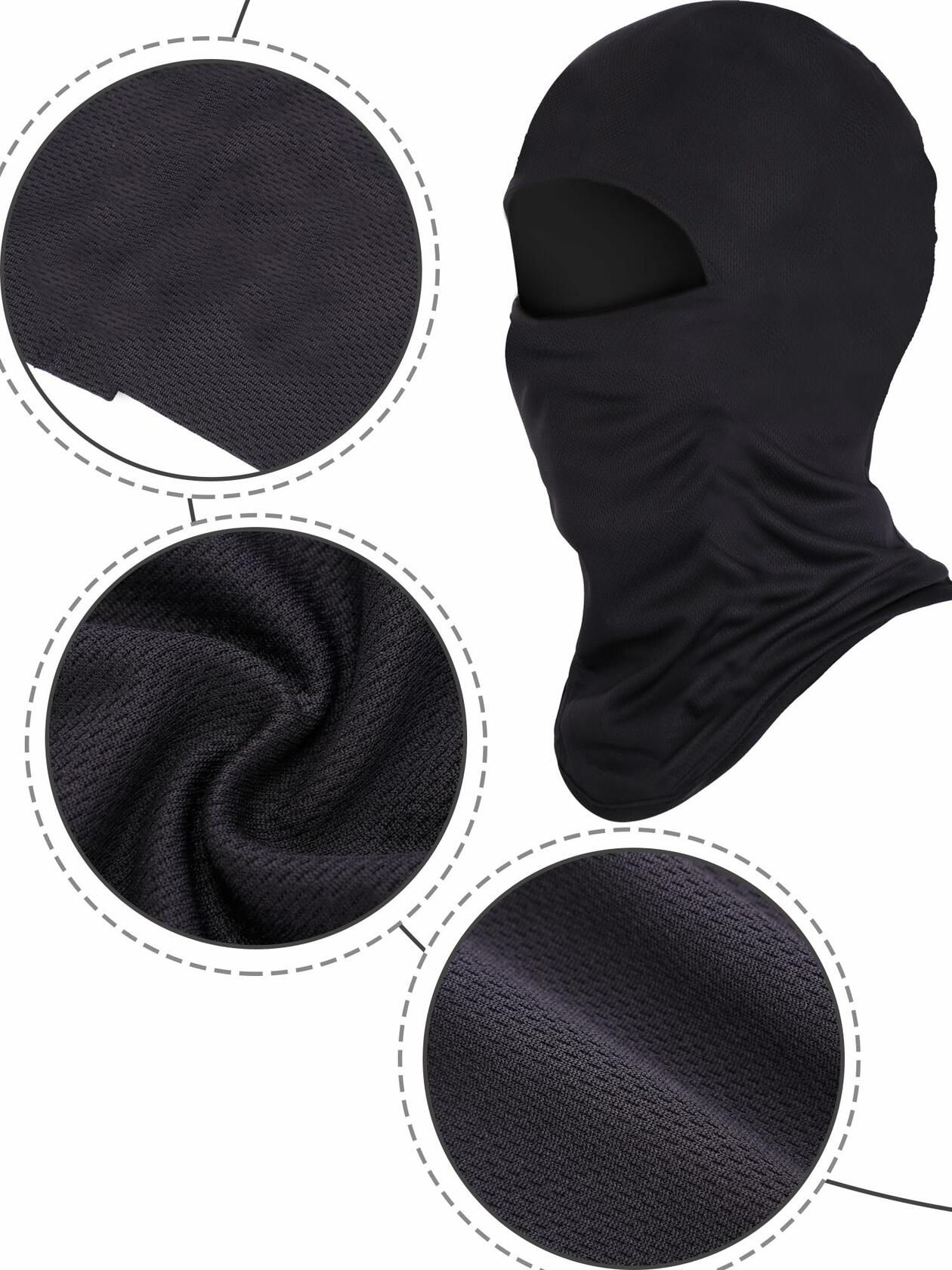 Ski Mask Balaclava Full Face Windproof 3 Pieces Size Medium White, Blue, Black