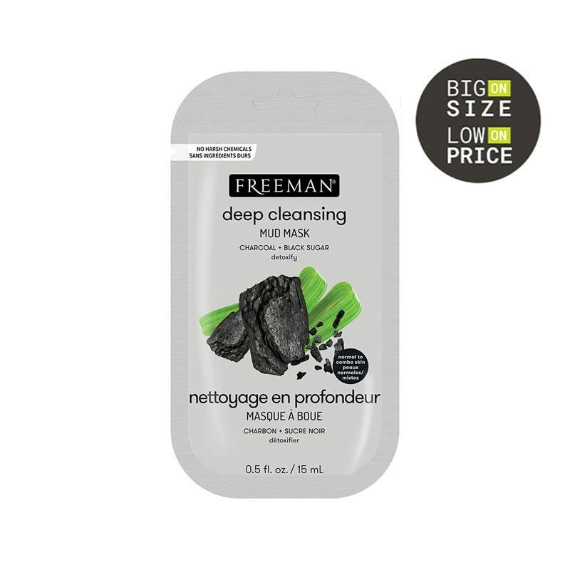 FREEMAN Charcoal & Black Sugar Mud Mask Detoxifying Facial Treatment 0.5oz