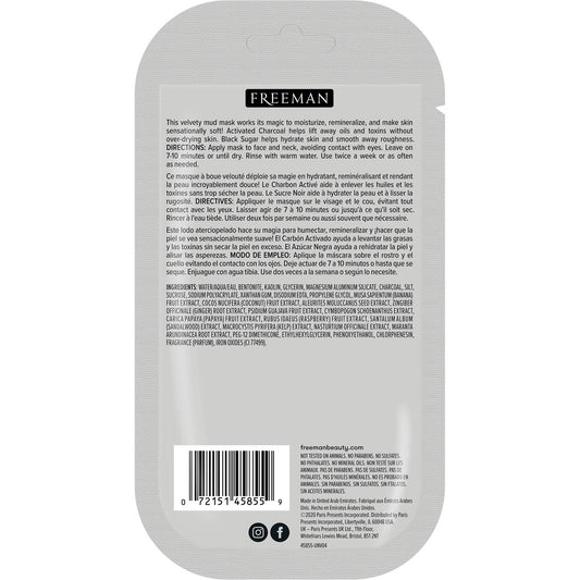 FREEMAN Charcoal & Black Sugar Mud Mask Detoxifying Facial Treatment 0.5oz