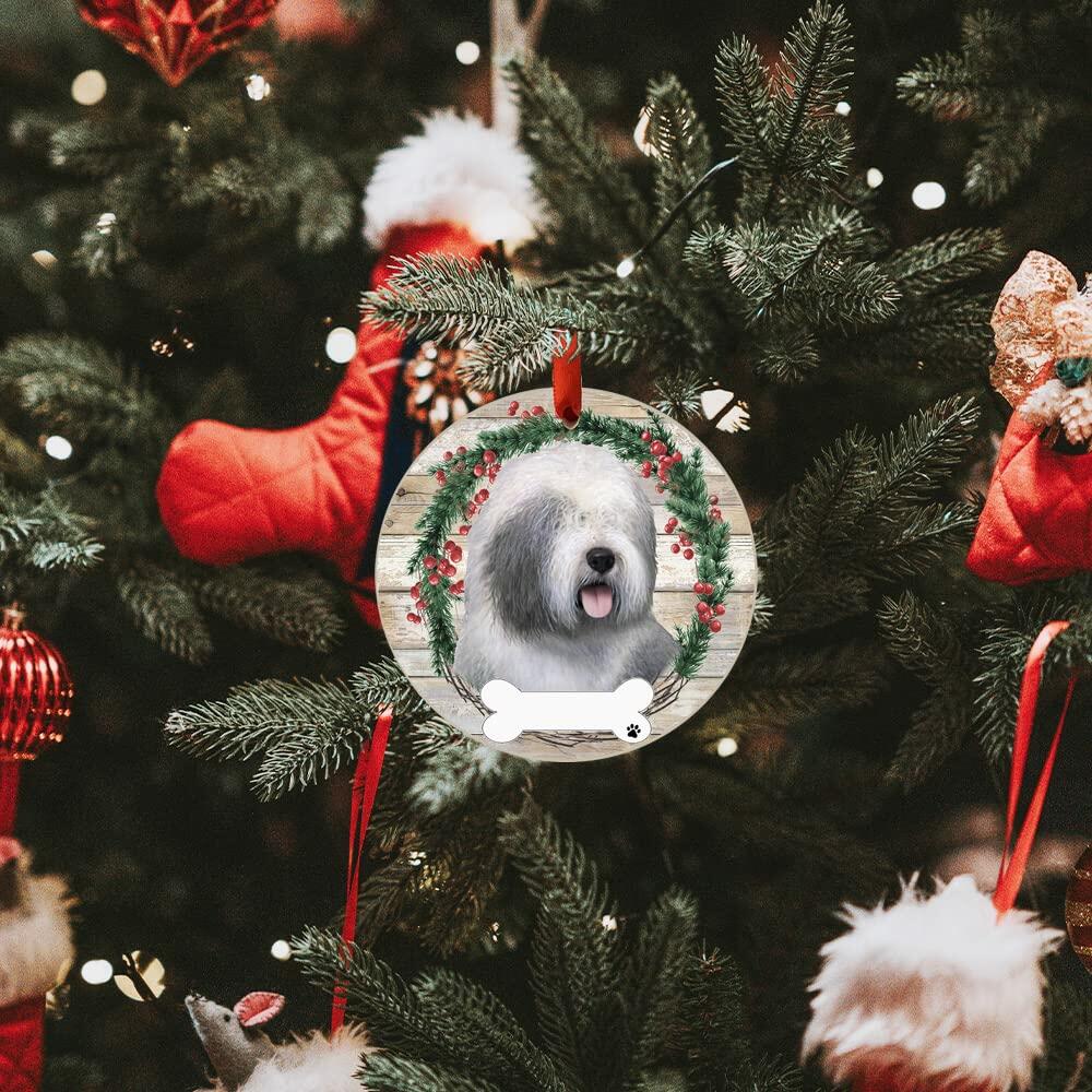 E&S Imports Old English Sheepdog Ceramic Ornament DIY Personalizable Glazed