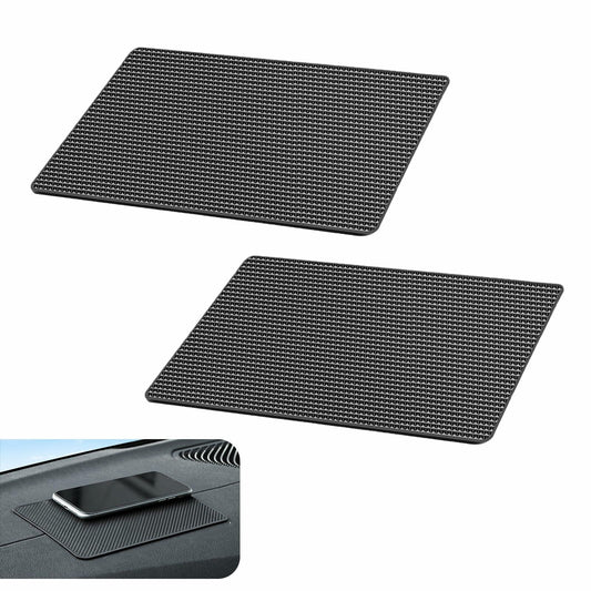 dawfall Car Anti Slip Pad 10.63x5.90in Black Washable Grid Pattern 2 PCS