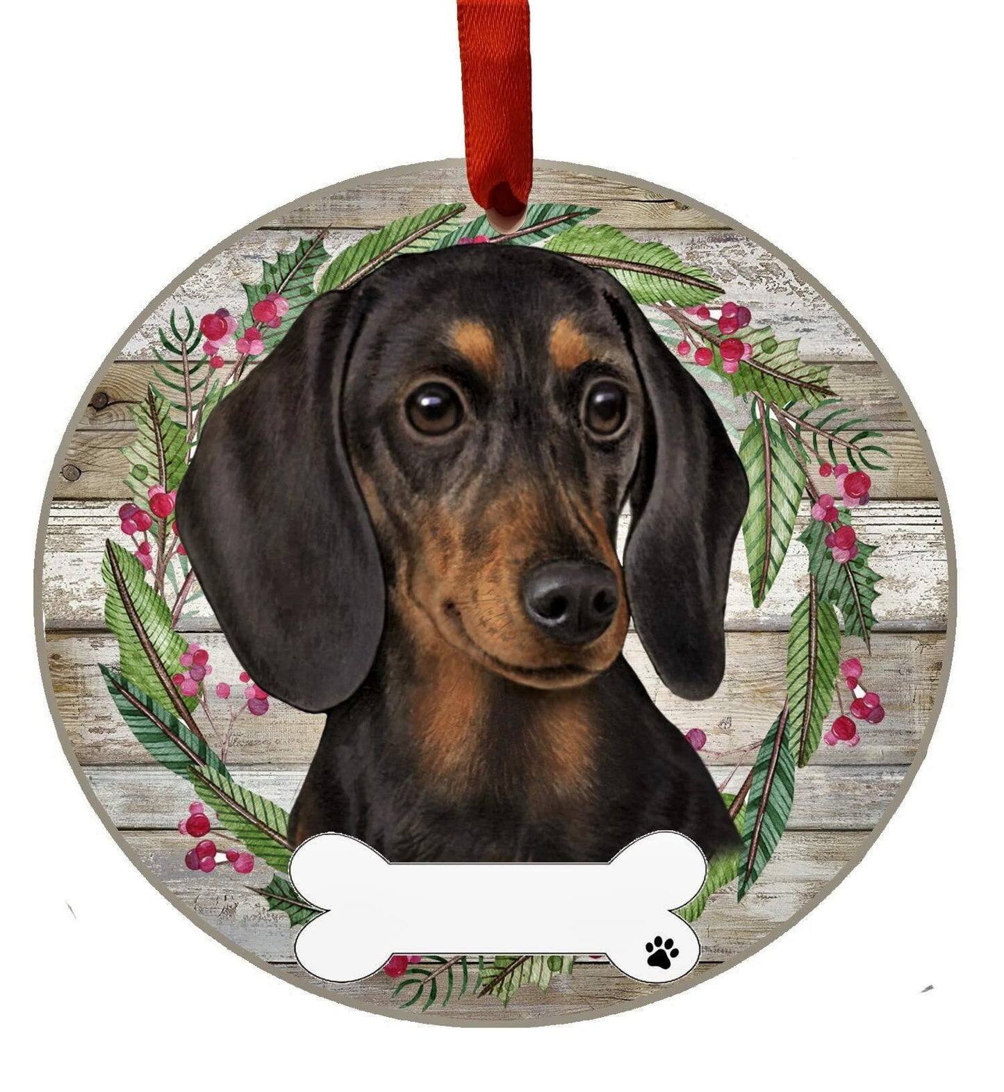 E&S Imports Black Dachshund Ceramic Ornament Round Glazed Finish