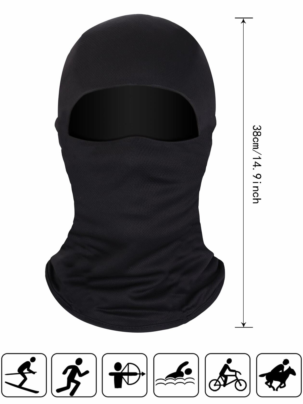 Ski Mask Balaclava Full Face Windproof 3 Pieces Size Medium White, Blue, Black