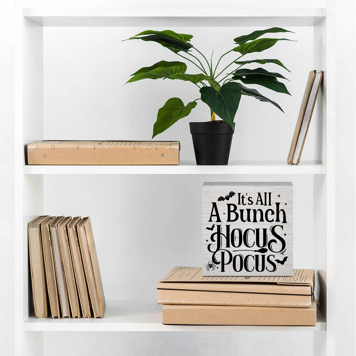 PQV Funny Ghost Wooden Box Sign Desk Decor Home Farmhouse Office